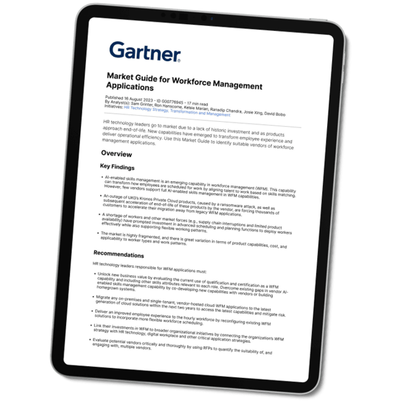 2023 Gartner® Market Guide for Workforce Management Applications
